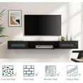thumbnail image 4 of FITUEYES Modern Floating TV Stand with Power Outlet, 70 inch Wall Mounted Shelf Under TV with 2 Rattan Doors for Living Room, Bedroom,Black, 4 of 7