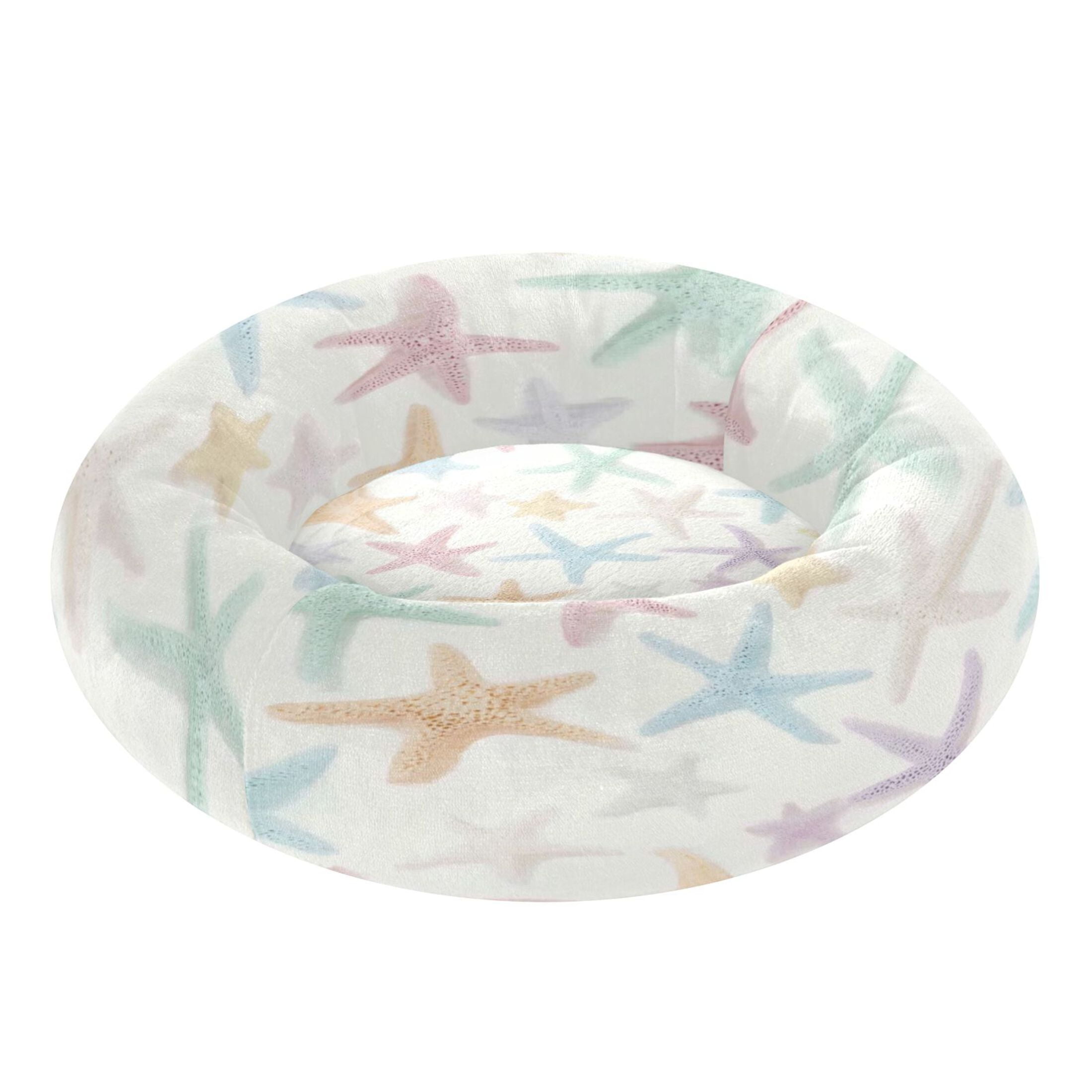 Iauyy Pet Couch Donut Cat Bed for Indoor Cats/Small Dogs Washable & Machine with Non-slip Bottom Calming Cat Furniture, Dreaming Sea Star (M)