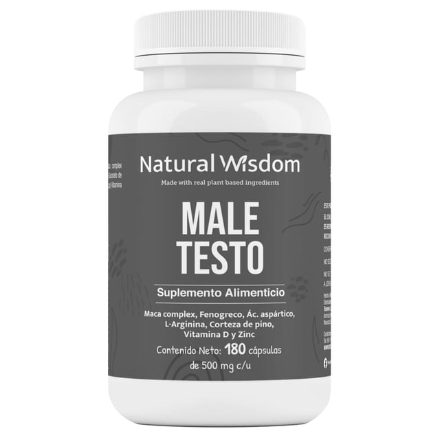 Male Testo Precursor de Testosterona para Hombres con Maca Complex L Arginina Fenogreco Vitamina D3 con 180 caps | Vigor Rendimiento Físico | Mens Testo Natural Wisdom Natural Wisdom NA