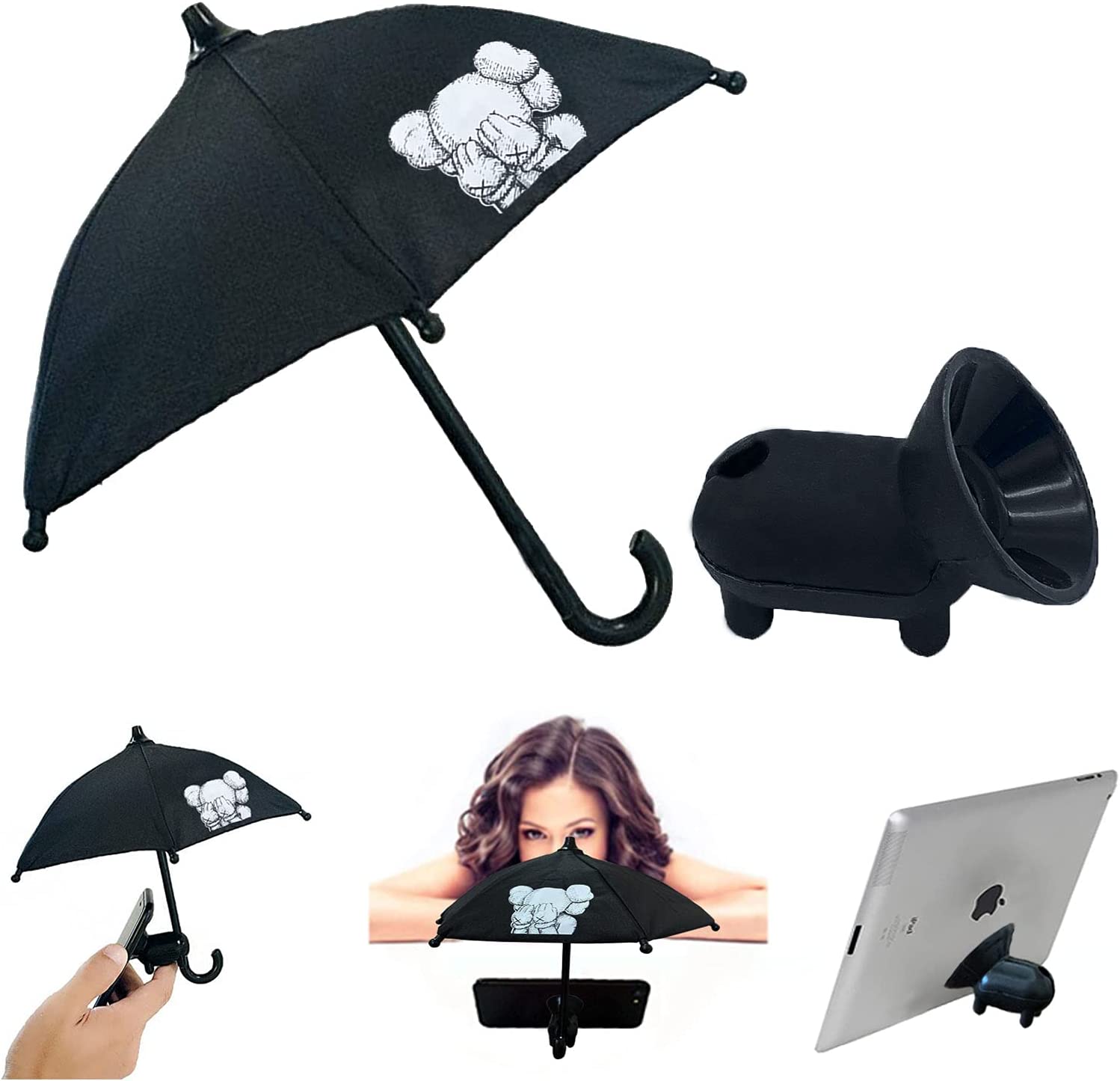 Phone Umbrella Suction Cup Phone Stand,Cell Phone Umbrella for Sun with Universal Adjustable