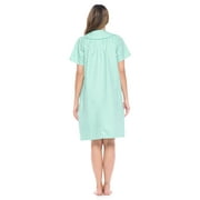 Casual Nights Womens Snap front House Dress Short Sleeve Woven Duster Housecoat Lounger Sleep Dress