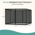 thumbnail image 5 of Aoodor Universal 10 x 13 ft. Gazebo Replacement Mosquito Netting Screen 4-Panel Sidewalls with Double Zipper for Patio Backyard Deck and Lawns (Only Netting) - Black, 5 of 9