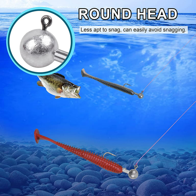 Round Head Jig Hooks, 20pcs Ball Head Fishing Hooks Unpainted Jig