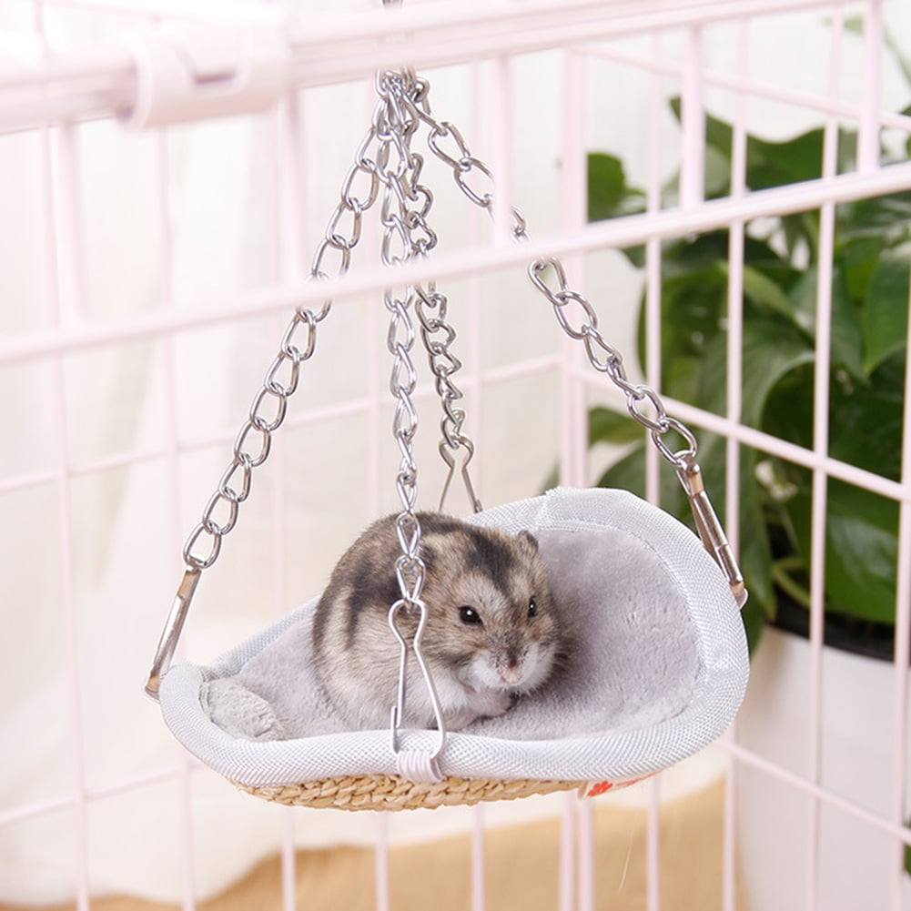 SPRING PARK Hanging Bed for Small Animals, Straw Woven Warm Hammock