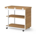 thumbnail image 6 of Giantex Sofa Side Table, Mobile End Table, Rolling Bedside Table w/Metal Frame, Natural, 6 of 6