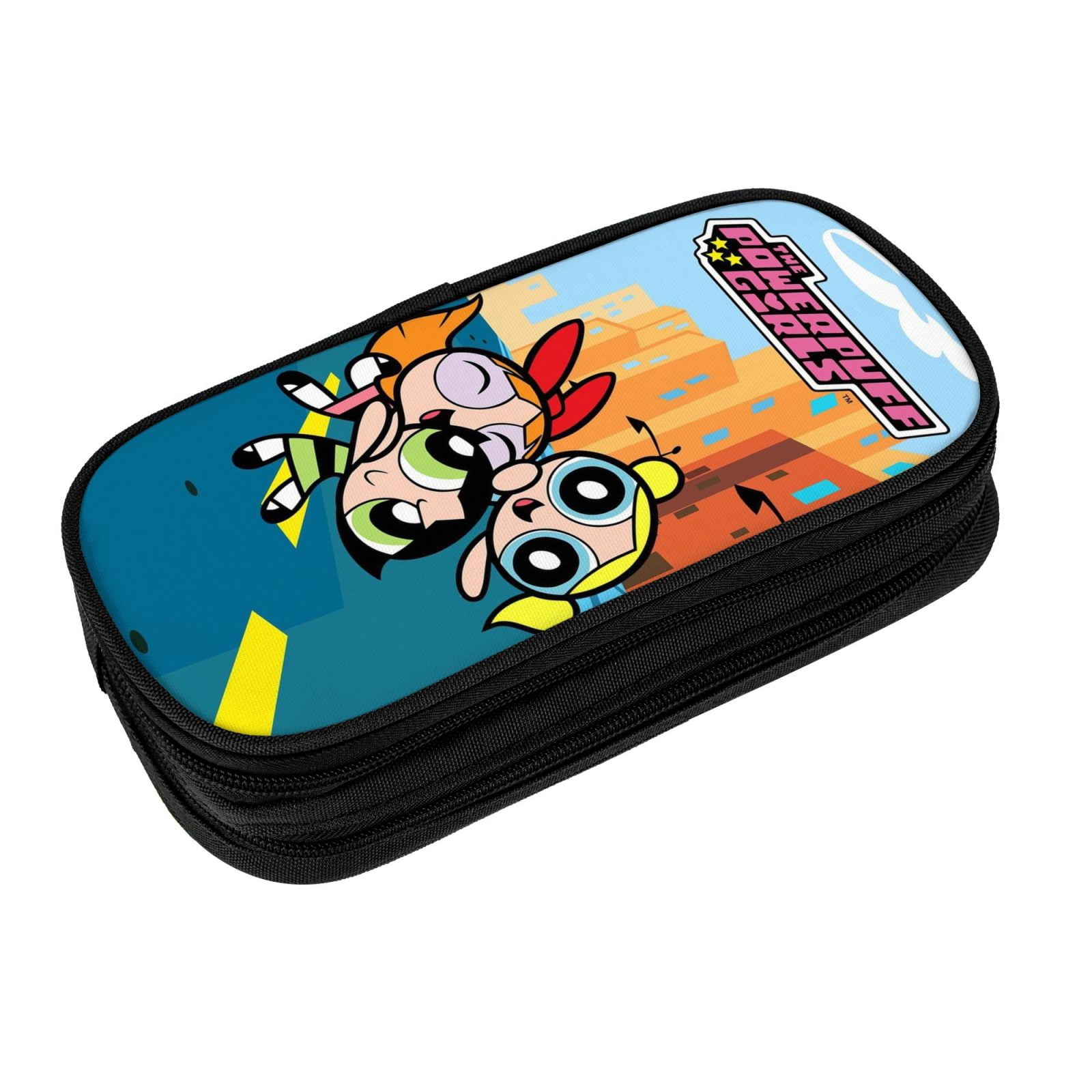 The Powerpuff Gi-rls Pencil Case Large Capacity Pencil Pouch Penbag Office Stationery Organizer Travel Makeup Bag Black