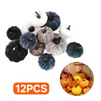 BESTSKY 12Pcs Pumpkins for Decorating,Mini Seasonal Decoration Thanksgiving Decorations,Vibrant Festive Pumpkin Halloween Crafts,Gray
