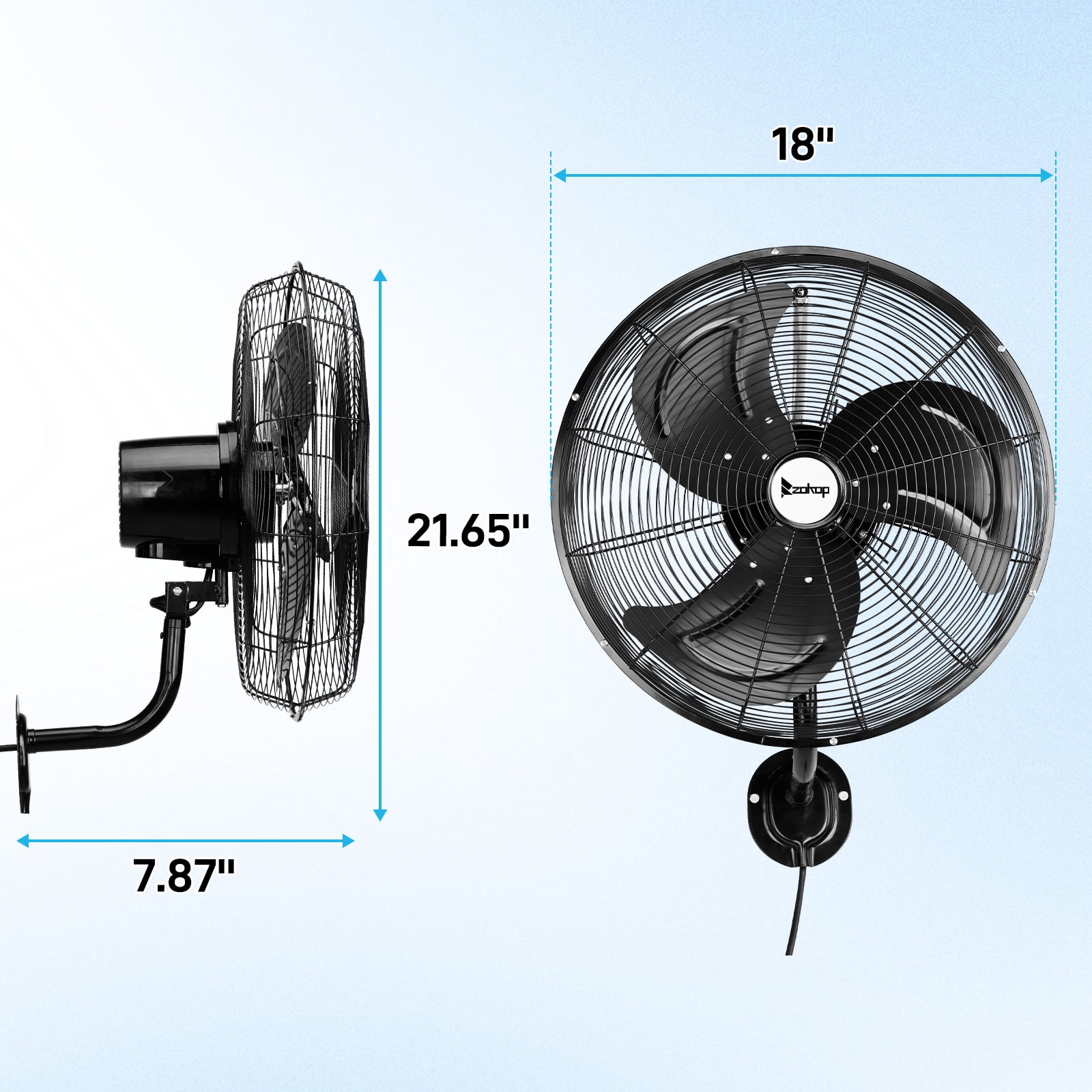 Ktaxon 18inch High Velocity Wall Mount Fan Oscillating,Industrial Fan with 3 Speed Ventilation,4592CFM Indoor Wall Fan