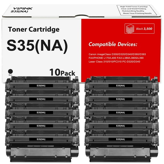 VIPink Compatible Toner Cartridge Replacement for Canon S35(NA) High Yield (Black, 10-Pack)