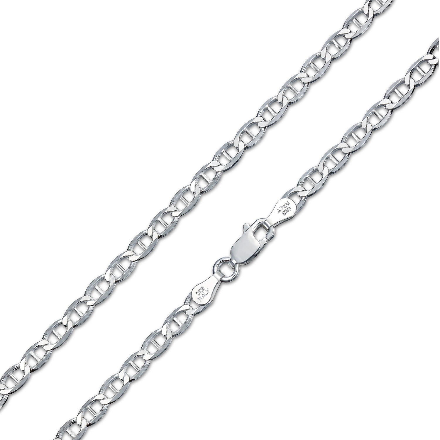 Strong 80 Gauge 925 Sterling Silver Solid Mariner Anchor Chain Necklace for Men for Women Made In Italy 16 Inch