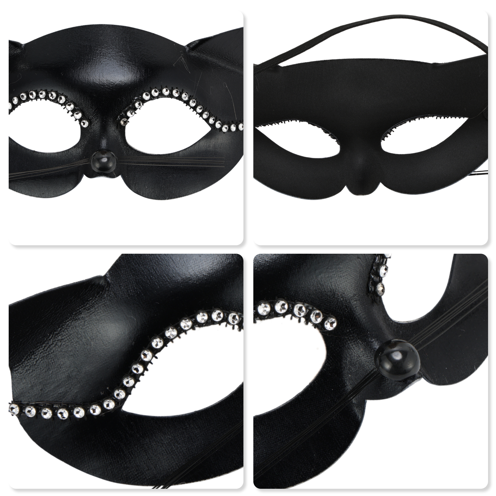 Unique Bargains 1 Pack Cat Party Mask for Themed Events Black Pattern 2