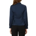 thumbnail image 3 of INSPIRE CHIC Blouse Satinée Unie à Manches Longues pour Femme à Col Noué S Bleu Foncé, 3 of 5