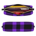 thumbnail image 2 of Easygdp Purple Buffalo Plaid para Estuche de Lápices de Cuero, Estuche de Papelería de Cuero, Estuche de Gran Capacidad con Cremallera, 2 of 7