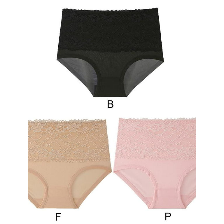 Lace Womens Underwear,Cotton Mid Waist Top Full Coverage Brief Ladies  Panties Lingerie Undergarments for Women