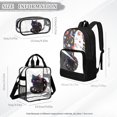 thumbnail image 4 of Kuiaobaty Cat Stars Print Clear Backpack and Lunch Bag Set for Girls Rocket Planet Print Bookbag and Pencil Case with Zipper Heavy Duty Backpack with Lunch Box for School, Black, 4 of 5