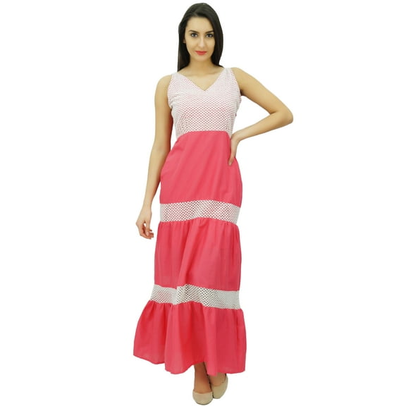 Bimba Women's V-Neck Party Wear Sleeveless Maxi Sundress