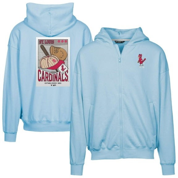 Men's Levelwear Light Blue St. Louis Cardinals Uphill Cooperstown Collection Core Logo Full-Zip Hoodie