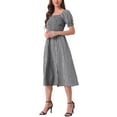 thumbnail image 4 of INSPIRE CHIC Women's Midi Dress Puff Short Sleeves Smocked Checks Gingham Dresses XL Black, 4 of 6