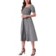 thumbnail image 4 of INSPIRE CHIC Vestido Midi para Mujer con Mangas Cortas Abullonadas, Estampado de Cuadros Gingham, Negro, Talla L, 4 of 6