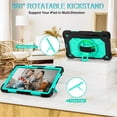 thumbnail image 7 of Kids 3-layer Design Case for Samsung Galaxy Tab S8 2022, with Pencil Holder 360 Rotating Kickstand Hand-strap/ Shoulder Strap Heavy Duty Protective Tablet Cover for Tab S7 2020 11 inch (Green Black), 7 of 7