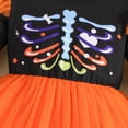 thumbnail image 4 of Bellafa Baby Girls Halloween Skeleton Print Tulle Dress Toddler Girl Long Sleeve Irregular Tutu Dresses for Kids 1-5 Years, 4 of 7