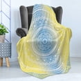 thumbnail image 4 of Blue and Yellow Soft Flannel Fleece Throw Blanket, Ombre Mandala Oriental Universe and Themed Image Art, Cozy Plush for Indoor and Outdoor Use, 60" x 80", Blue Yellow, by Ambesonne, 4 of 5