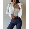 thumbnail image 3 of Shiyifa Veste Courte à Col Montant avec Fermeture Éclair pour Femmes, 3 of 7