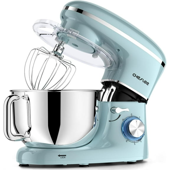 Stand Mixer,660W 6 P With 6.5QT Stainless Steel Bowl,Dough Hook, Wire Whip & Beater,for Most Home Cooks,Blue
