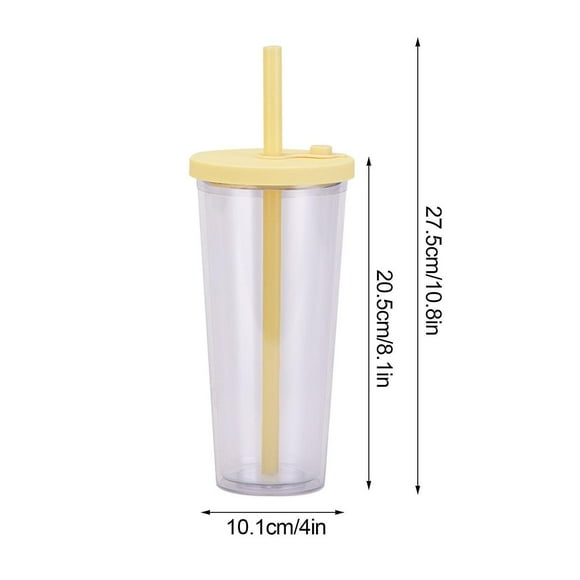 Bubble Tea Straw Cup With Wooden Lid And Stainless Steel Straws Drinks Grey Plastic Gradient Green White Cleaning Brush
