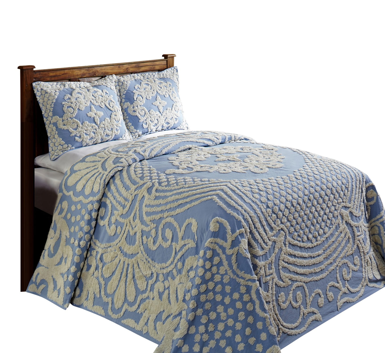 Better Trends Florence Medallion 100% Cotton For All Ages Full/Double Bedspread - Blue