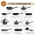 thumbnail image 6 of Kitchen Academy Induction Cookware Set-17 Piece Non-stick Cooking Pan Set, Black Granite Pots and Pans Set, 6 of 7