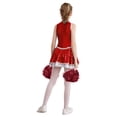 thumbnail image 3 of Aislor Girls Sequins Cheerleading Uniform Cheer Leader Outfits Performance Costume Dance Dress with Pom Poms Red 14, 3 of 7