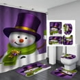 thumbnail image 1 of PATIO 4 Pieces Set 3D Digital Printing High-Density Merry Christmas Theme Pattern Shower Curtain Set Bathroom Floor Mat Base Mat Toilet Mat Home Holiday Decoration Bathroom Accessories Ch, 1 of 7
