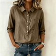 thumbnail image 2 of Dagugfen Cotton Linen Shirts for Women 3/4 Sleeve Button down Collared Neck Lightweight Shirts Business Casual Workwear Tops, 2 of 7