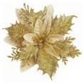 thumbnail image 2 of Poinsettia Flowers for Christmas Tree, 24 Pcs Glitter Christmas Flowers Artificial Poinsettia Flowers with Clips Stems Xmas Tree Ornaments for Christmas Party Wreath Decoration Gold, 2 of 8