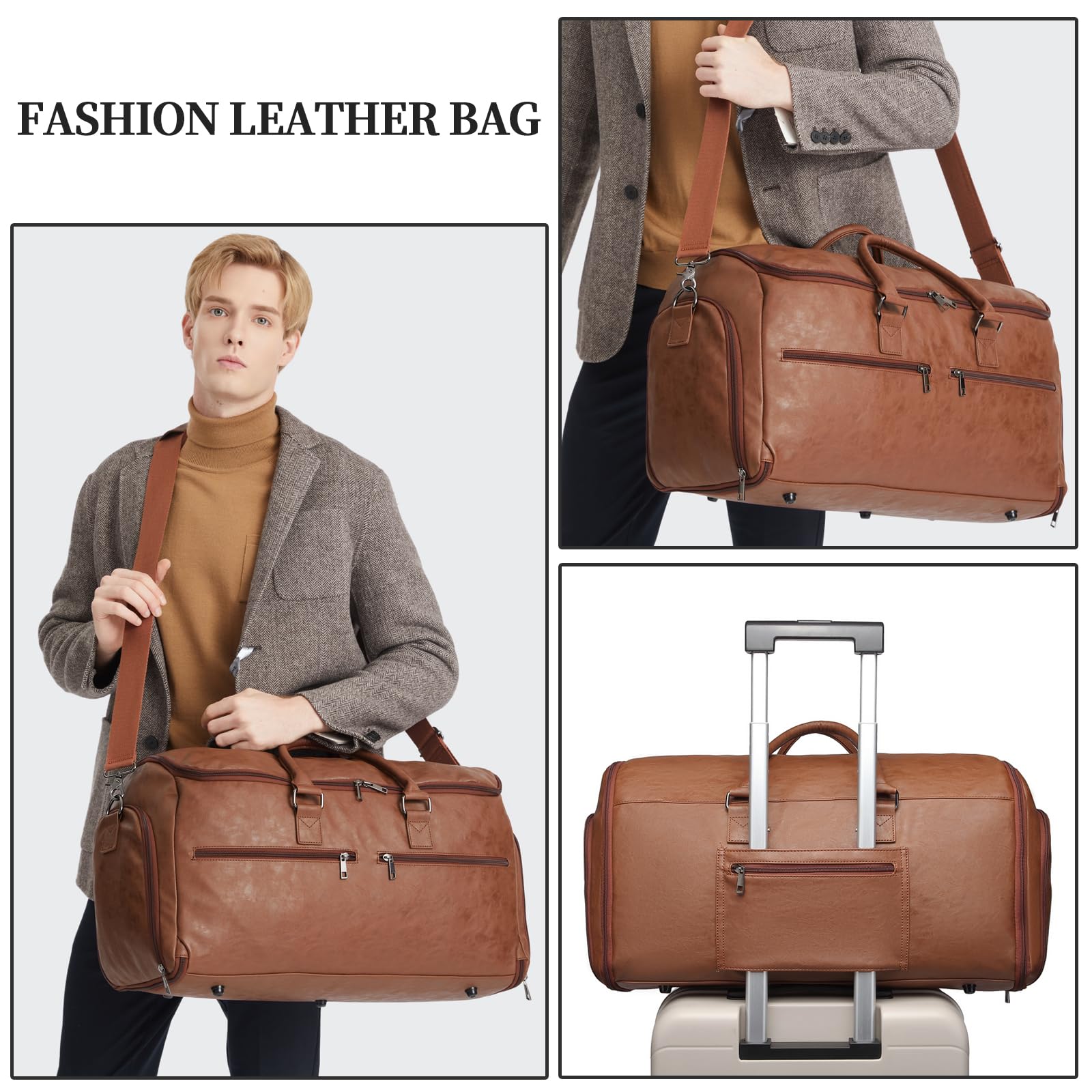 Carry On Garment Bag for Travel, Convertible Travel Garment Bag for Men Women, 2 in 1 Hanging Suitcase Suit Business Travel Bag
