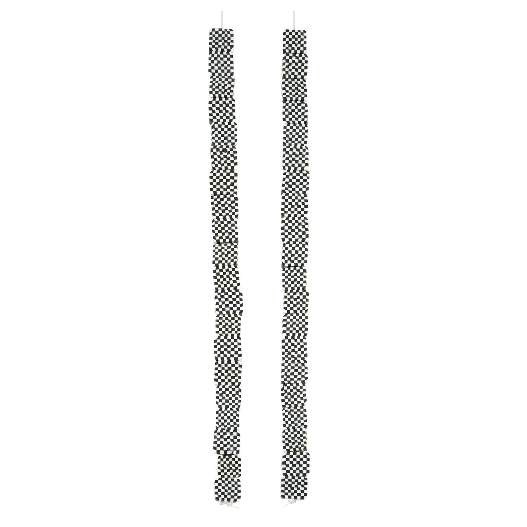 Black & White Checker Clay Square Beads by Bead Landing – Handmade Polymer Clay Beads in 7.5mm to 9mm Diameter - DIY Jewelry Projects with 40" String Length - 12 Pack