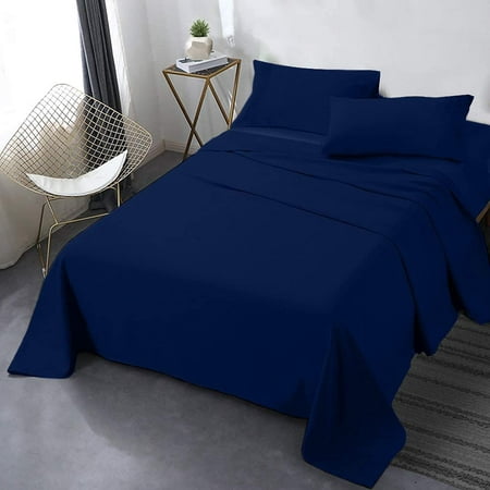 Canadian Linen Navy Blue Twin Size Bed, Twin Size Bed Sheets In Cm