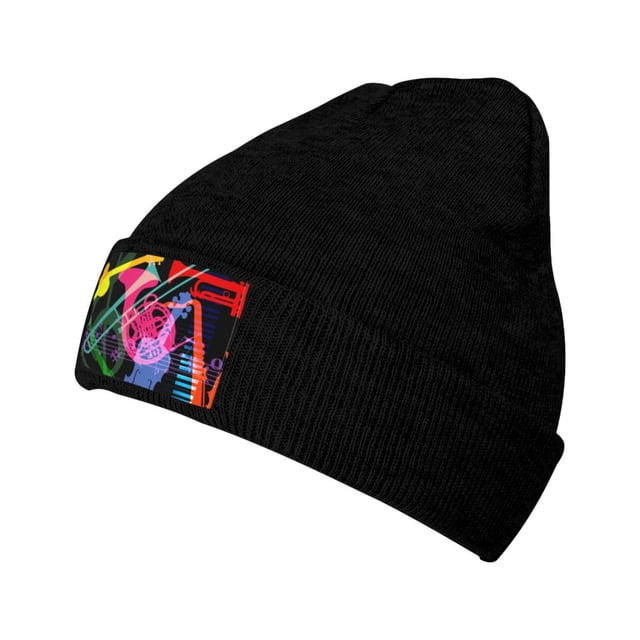 ZICANCN Bonnet Tricoté Chapeau-Clef Keyboard Keys Bonnet d'Hiver Doux Chaud Classique pour Hommes Femmes Instruments de Musique Silhouettes