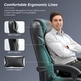 thumbnail image 3 of Office Chair with Retractable Footrest, Ergonomic High Back Design Executive Computer Desk Chair with Removable Lumbar Pillow,90-145°Reclining Thick Bonded Leather for Home Office Work,Black, 3 of 12