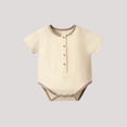thumbnail image 3 of QSXADF Newborn Bodysuits Infant Girls Rompers Solid Color Summer Short Sleeve Romper Gauze Fabric Infant Outfits, 3 of 4
