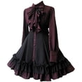 thumbnail image 1 of Kcodviy Robe pour Femme Style Rétro Robe Médiévale Couleur Unie Manches Trompette Vêtements Gothiques pour Femmes Robe Longue Robe, 1 of 7