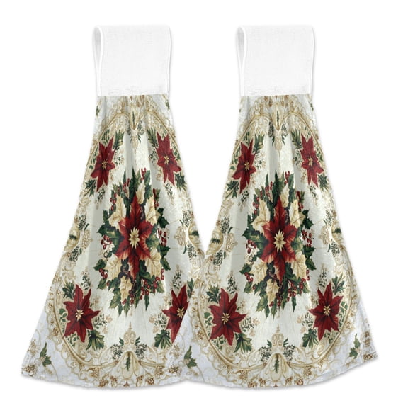 BZSMCE Hanging Hand Towels Fashion Christmas Whimsy Pattern 2-Pack - Velcro Style Bathroom Kitchen Towels
