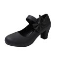 thumbnail image 2 of Aobny Pumps Shoes Woman Shoes Pumps Chunky Closed Toe Heels High Heels Shoe Black Soft Toe Round Toe Hook & Loop Mid Heel Comfortable Shoes for Women,Size 37, 2 of 7