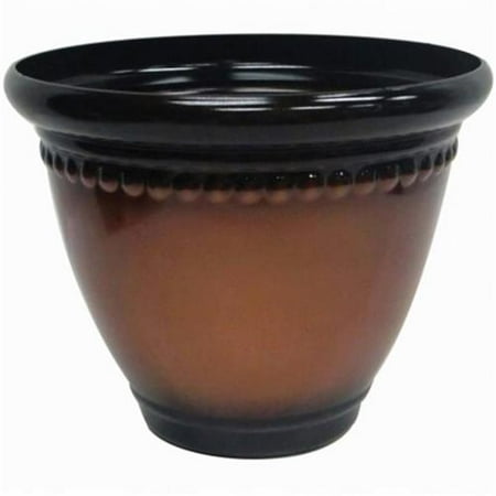 Garden Odyssey CEBPLYFP72716M2 Garden Odyssey 16 inch Glazed Dotted Planter Metallic Bronze