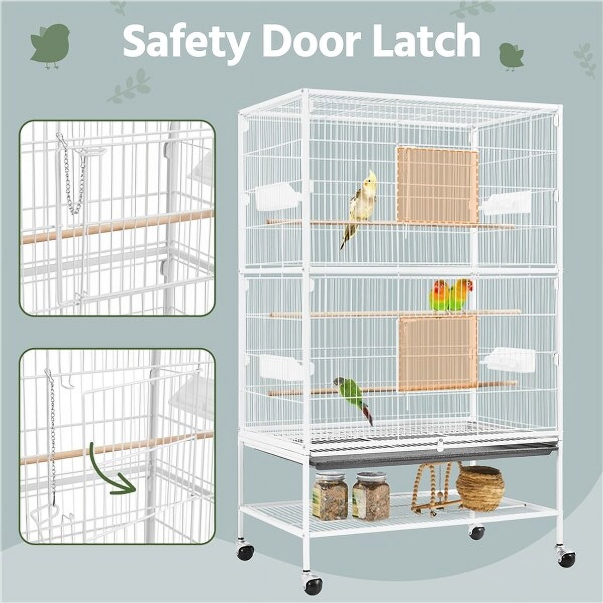 LINJH Large Parrot Cage Rolling Metal Bird Cage for Lovebird Cockatoo Conure