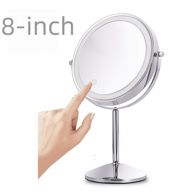 Espejo de maquillaje de 8 pulgadas con lámpara LED de escritorio, luz de relleno de doble cara, espejo de belleza de escritorio, espejo europeo con aumento HD