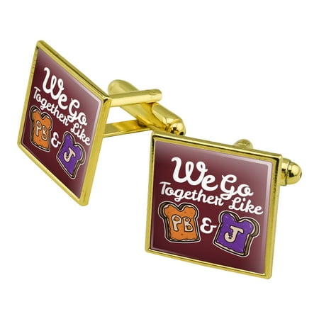 Peanut Butter and Jelly Together PB&J Best Friends Square Cufflink Set - Silver or