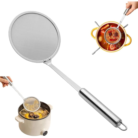 100 Mesh Stainless Steel Extra Ultra Fine Fat Skimmer Spoon, Stainless Steel Extra Ultra Fine Fat Skimmer Spoon Set, Very Fine Mesh Strainer Scoop, Kitchen Use for Frying, Fryer, Sauce, Oil and