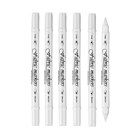CCOCC Waterproof Permanent Fabric Textile Marker Pen Set for T Shirt Shoes Clothes Wood Stone DIY Art Graffiti Drawing Painting 5Pcs White